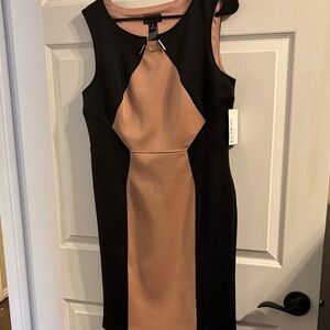 Enfocus Studio Black and Tan Midi Dress